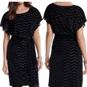 White House Black Market Black Chevron Burnout Midi Dress S